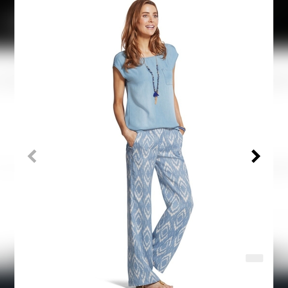 Chico's Blue Patterned Wide Leg Pants